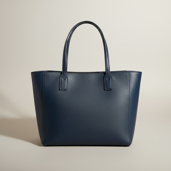 ✨ Tory Burch Navy Saffiano Leather Tote Work Laptop Bag Gold Logo - Picture 14 of 14